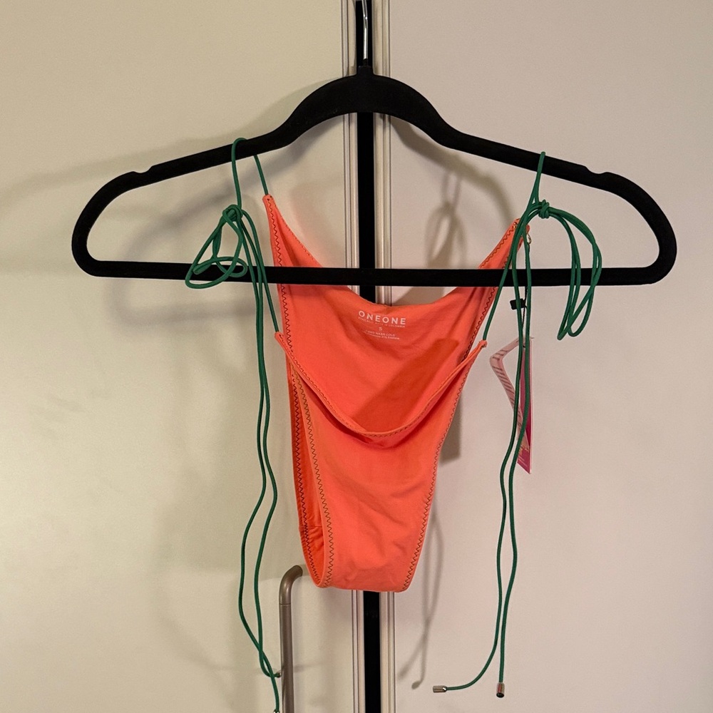 ONEONE SWIMWEAR coral string bikini bottoms NWT